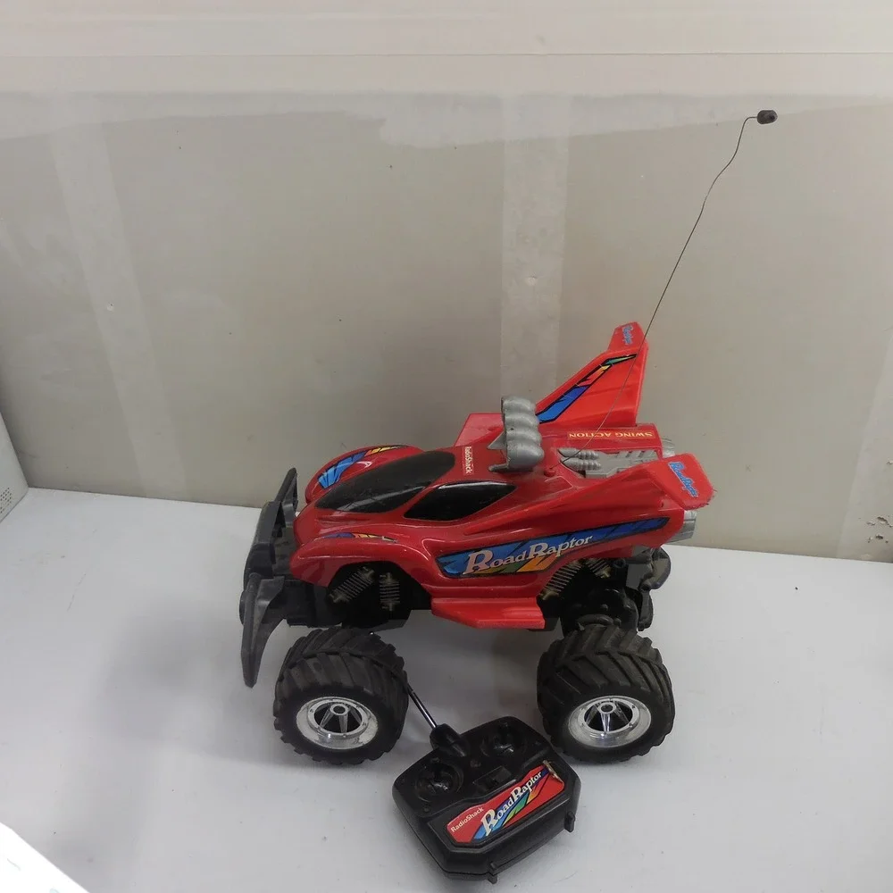Vintage RadioShack Road Raptor RC Monster Truck Red Swing Action Tested & Works